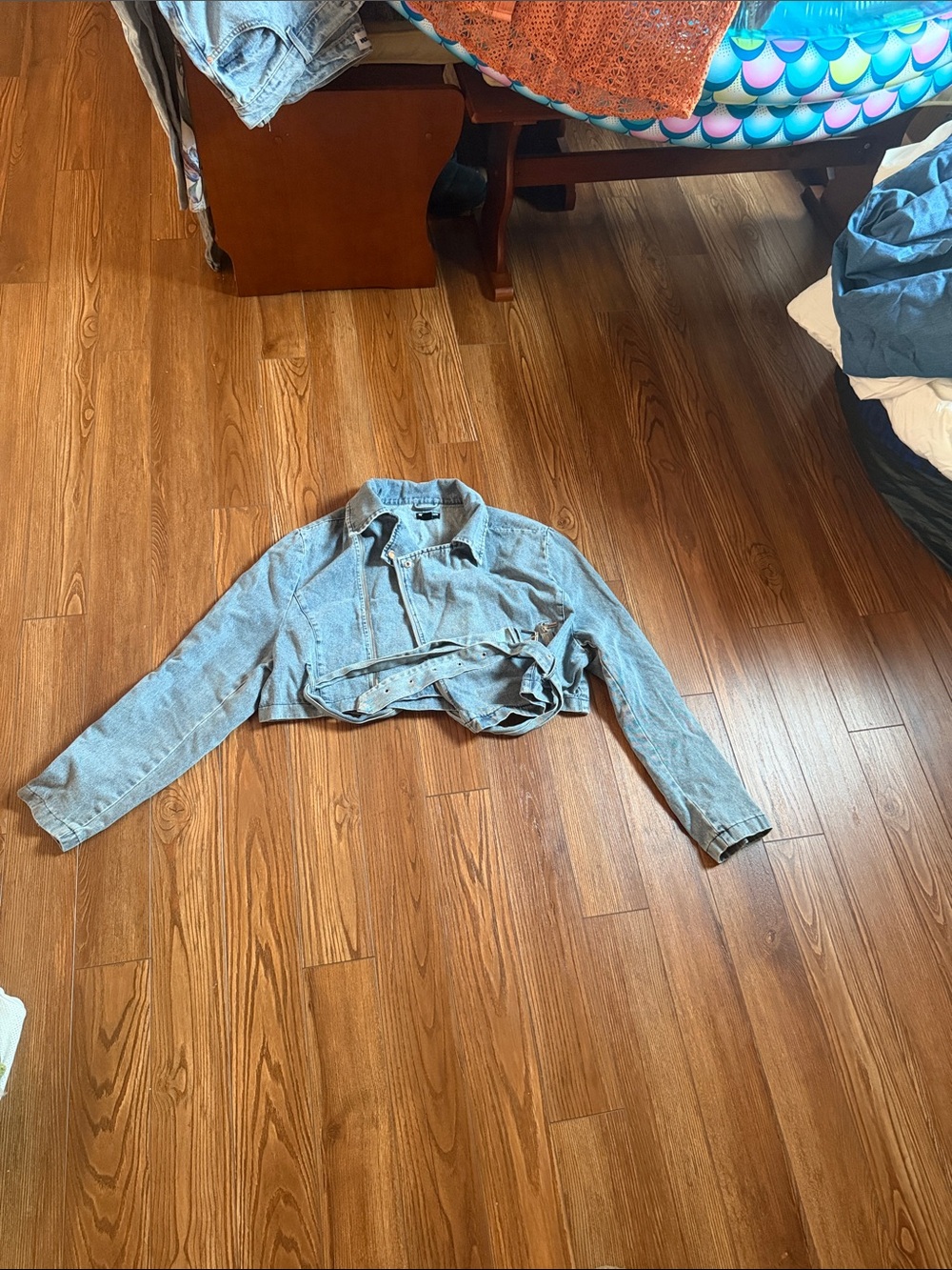 Cropped Light Blue Denim Jacket - Women's Casual Jacket